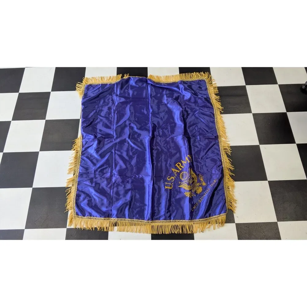 Vintage U.S. Army Camp Barkeley, Texas Ceremonial Satin Banner with Gold Fringe